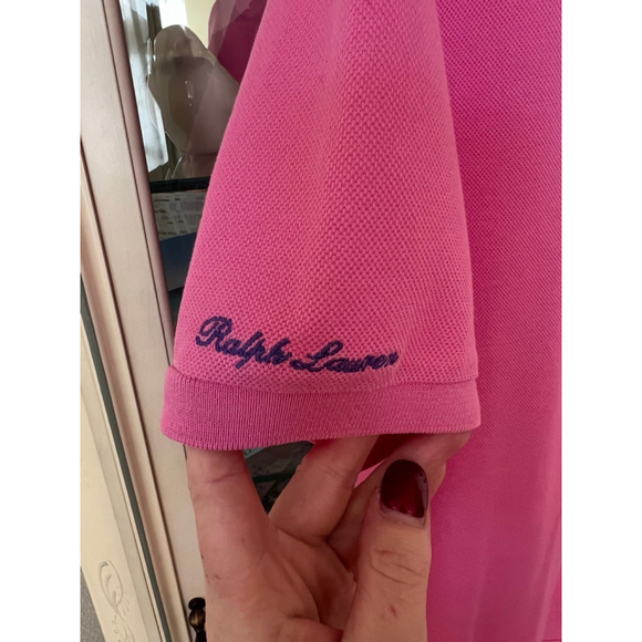 NWOT Ralph Lauren Pink Short Sleeve Polo Tee L with Purple Logo L - Picture 3 of 7